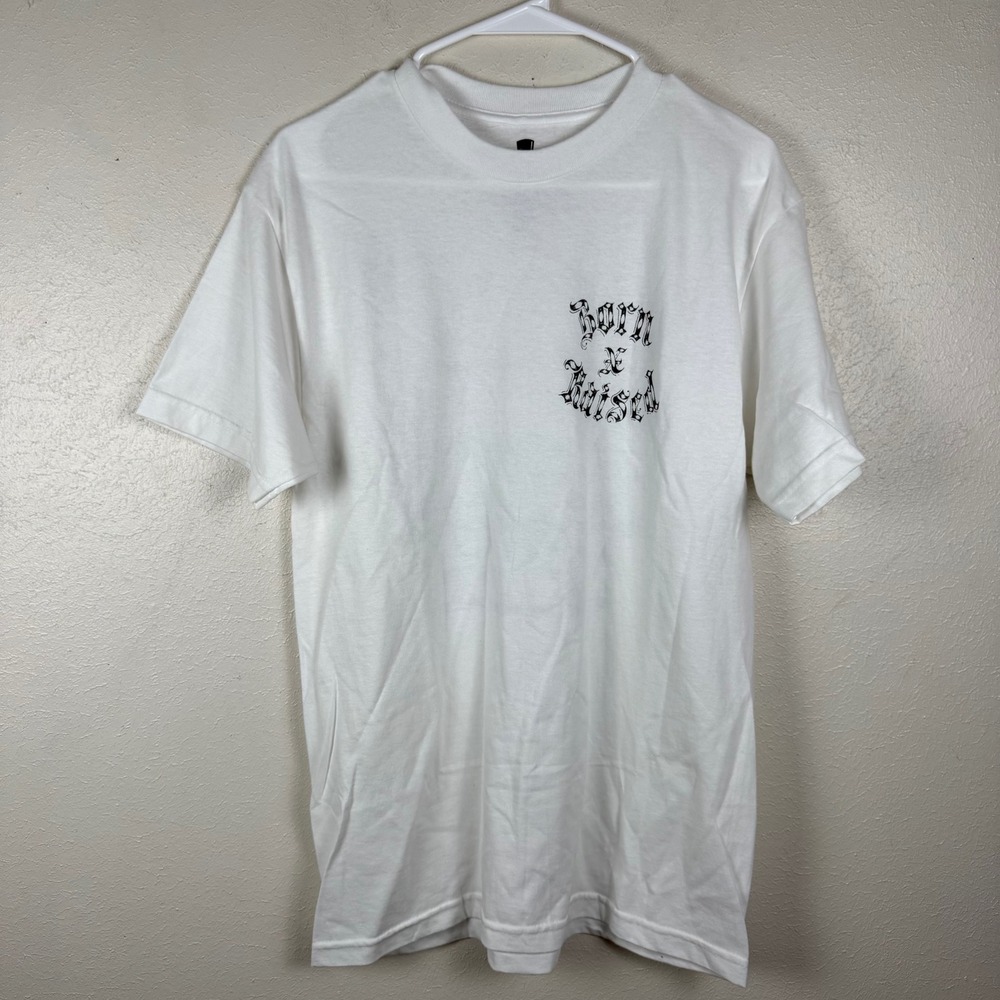 Born X Raised On The Turf White Graphic T-Shirt‎ Mens Medium Jokers Winos Dukes